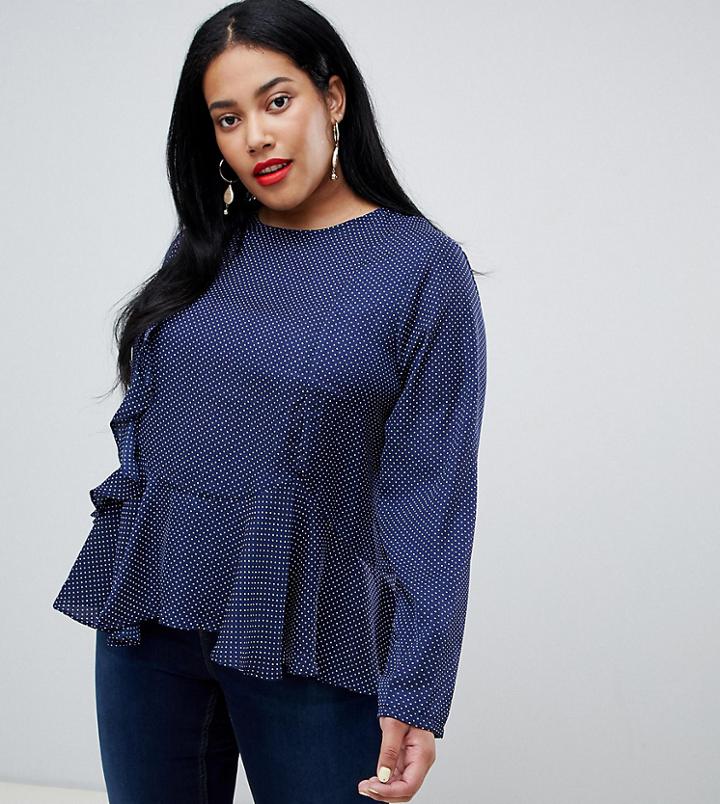 Lost Ink Plus Swing Top In Polka Dot - Blue