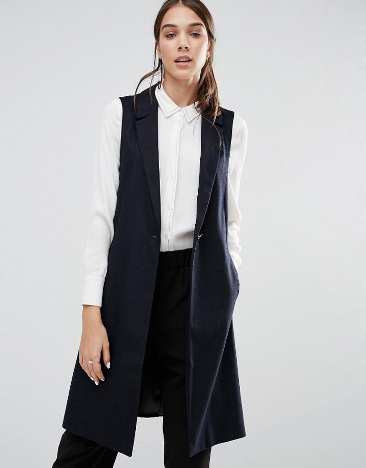 Closet Wool Sleevless Jacket - Navy