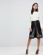 Ted Baker Vicks A-line Midi Skirt With Floral Embroidery - Black