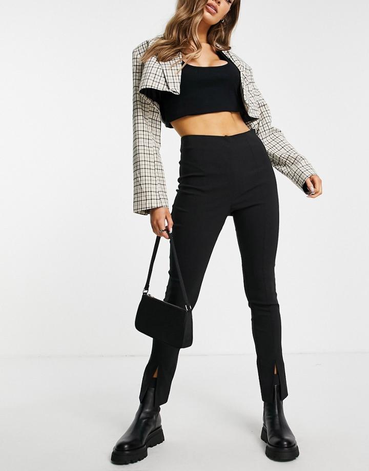 Miss Selfridge Split Hem Bengaline Pant-black