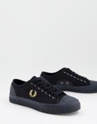 Fred Perry Hughes Low Canvas Sneakers In Black