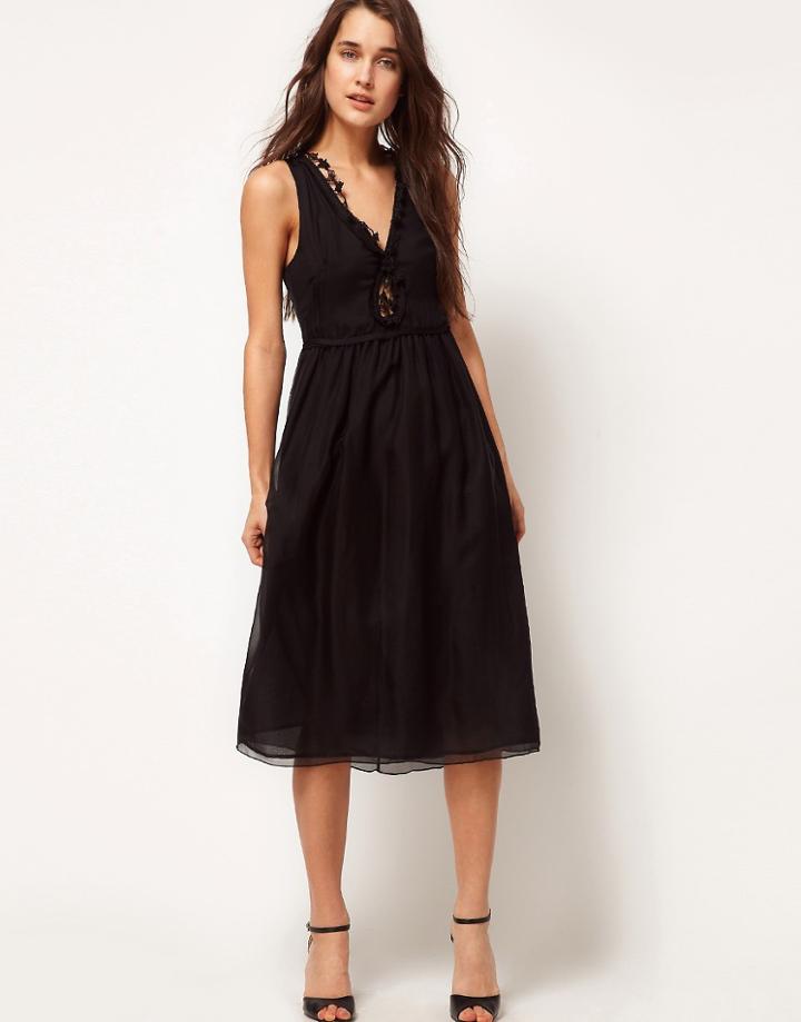 Kore By Sophia Kokosalaki Star Trim Midi Dress - Black