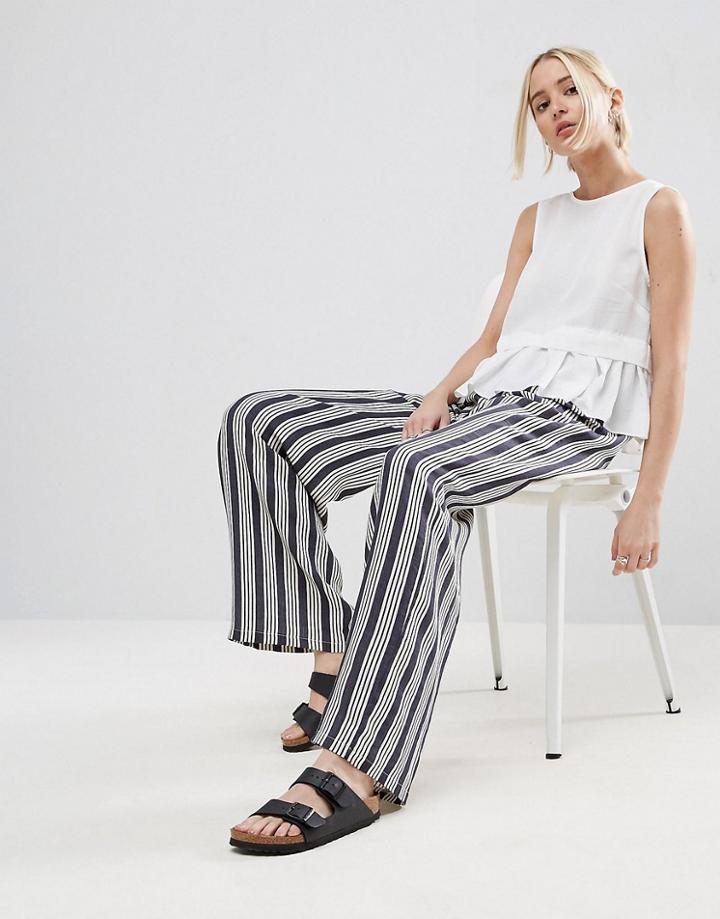 Asos Mix And Match Jumpsuit With Wide Leg And Peplum - Multi