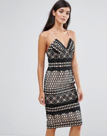 Aijek Lace Bodycon Dress-black