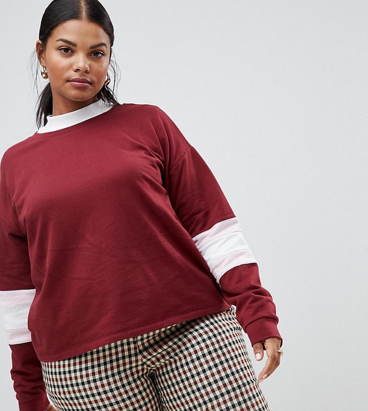 Asos Design Curve Sweatshirt In Color Block - Multi