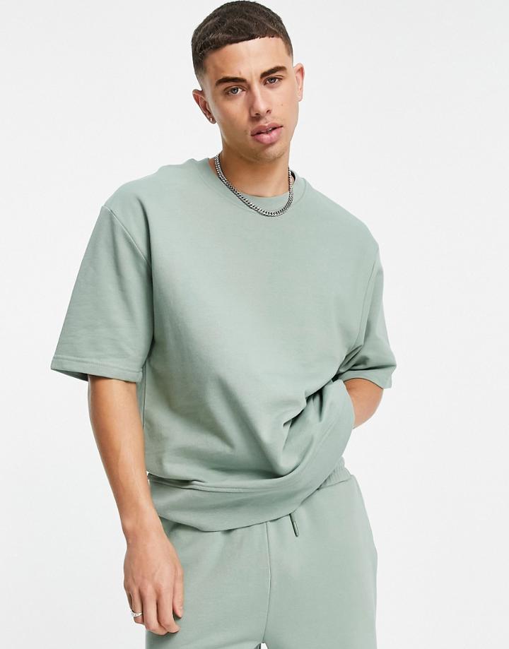 Topman Organic Cotton Short Sleeve Sweat In Green - Part Of A Set