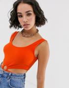 Bershka Ring Front Body In Orange - Orange