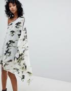 Religion Impact Dress In Shatter Print - White