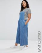 Asos Curve Denim Cropped Minimal Overall - Blue