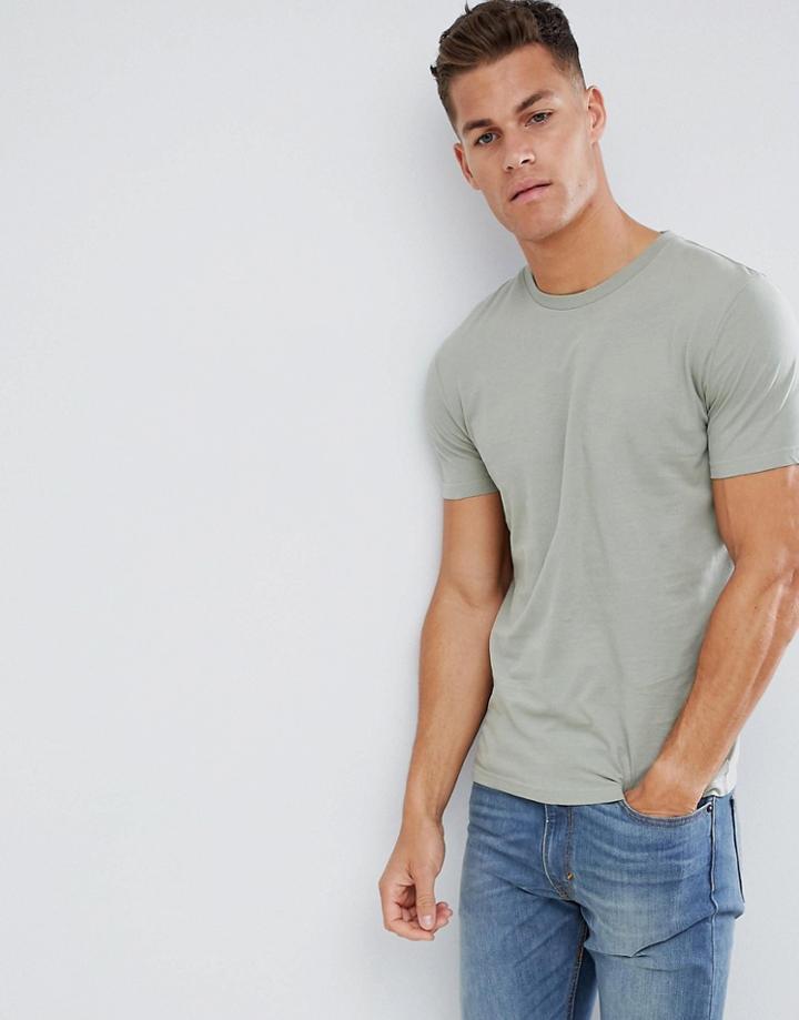 Celio Crew Neck T-shirt In Green - Green