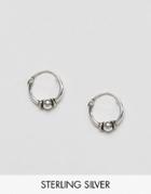 Asos Sterling Silver 10mm Hoop With Ball Earrings - Silver