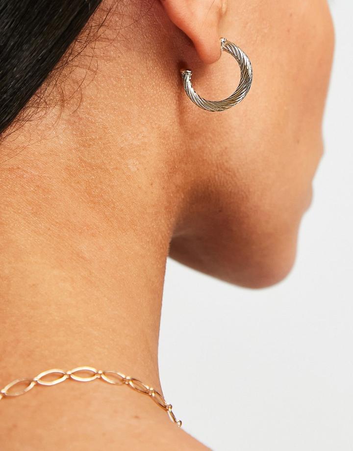 Topshop Textured Twist Chunky Hoop Earrings In Gold