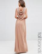 Tfnc Tall Wedding Embellished Drape Back Maxi Dress - Beige