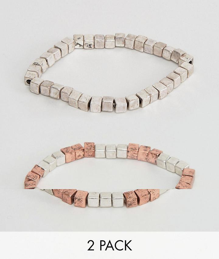 Asos Bracelet Pack With Metallic Beads - Multi