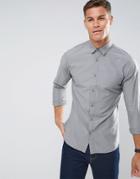 Selected Homme Regular Fit Shirt In Texture Cotton With Cutaway Collar - Green