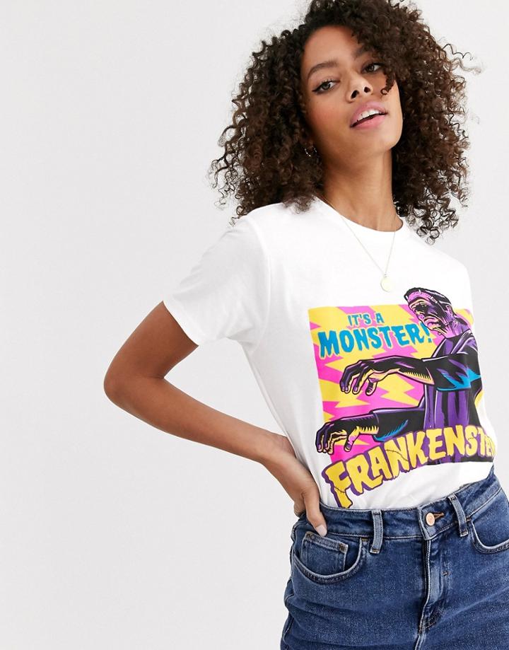 Asos Design T-shirt Frankenstein Print In Organic Cotton