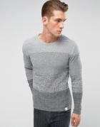 Only & Sons Knitted Sweater With Mixed Stripe Detail - Gray