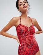 Gestuz Red Leopard Swimsuit - Red