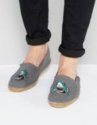 Asos Espadrilles In Gray With Shark Embroidery - Gray