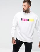 Asos Oversized Sweatshirt With Revolution Print - White