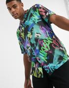 Pull & Bear Printed Shirt In Black