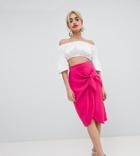 River Island Petite Knot Detail Pencil Skirt - Pink