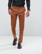 Asos Slim Suit Pants In Plaid Check - Tan