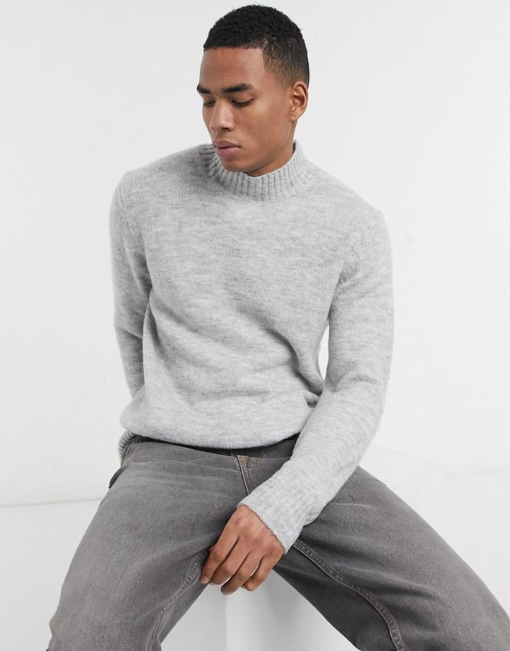 Pull & Bear Crew Neck Sweater In Gray-grey