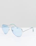 Reclaimed Vintage Inspired Aviator Sunglasses In Blue - Blue