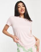 Asos Design Lounge Mix & Match Super Soft Tee With Lettuce Hem In Pink