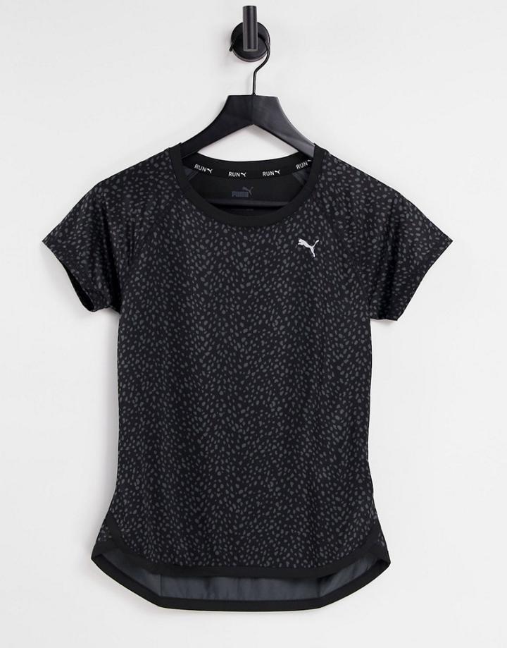 Puma Running T-shirt In Black Speckle Print