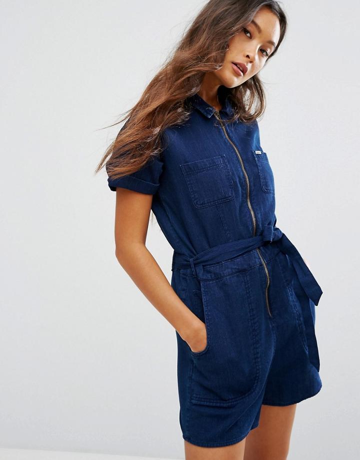 Lee 70s Inspired Indigo Romper - Blue