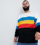 Asos Design Plus Oversized Longline Long Sleeve T-shirt With Bright Color Block In White - White