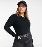 Threadbare Plus Hannah Ribbed Sweater-black