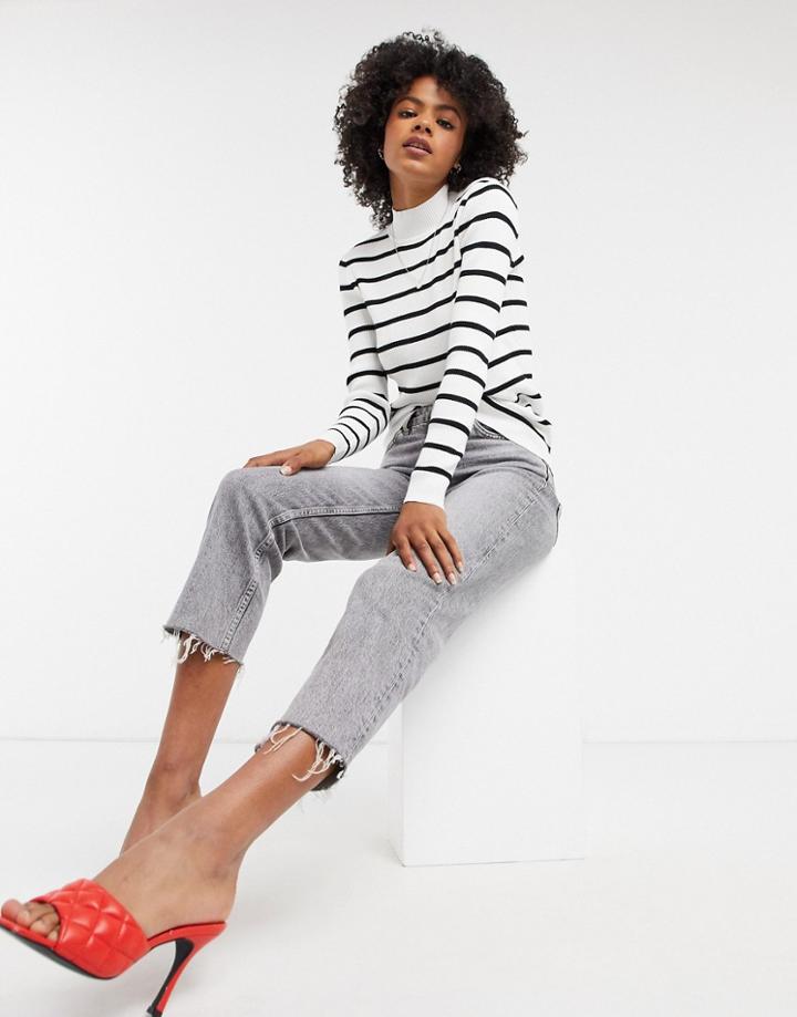 Gianni Feraud Roll Neck Sweater Blue And Cream Stripe-multi