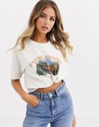 Daisy Street Relaxed T-shirt With Vintage Paynes Prairie Print-beige