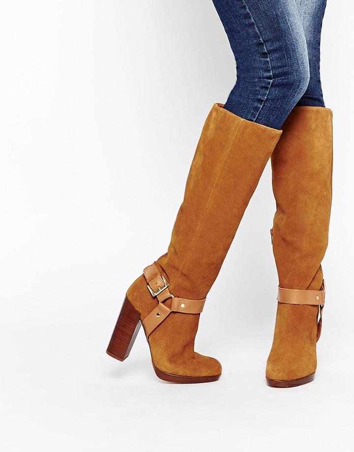 Kg By Kurt Geiger Venice Tan Suede Knee Boots - Tan