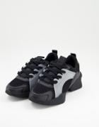 Asos Design Direction Mesh Lace Up Sneakers In Black