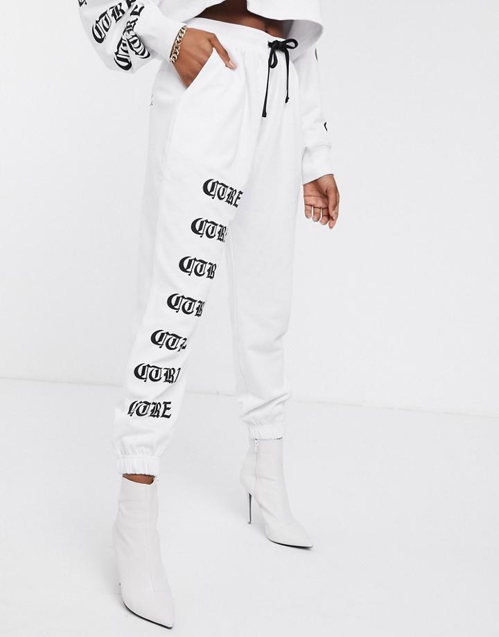 The Couture Club Oversized Motif Jogger In White