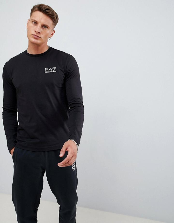 Ea7 Train Core Id Long Sleeve Logo T-shirt In Black - Black