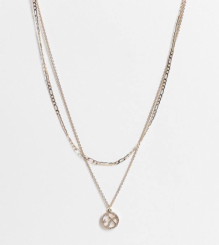 Reclaimed Vintage Inspired Multirow Necklace With Cosmic Detail In Gold