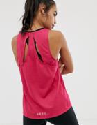 Asos 4505 Tank Top With Cross Back Detail In Recycled Polyester-pink