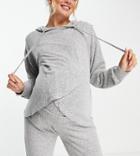 Lindex Mom Moa Maternity Wrap Front Lounge Hoodie In Gray-grey