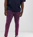 Asos Design Plus Super Skinny Jeans In Acid Wash Pink