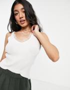Qed London Knitted Tank With Frill Trim In White