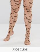 Asos Curve Halloween Bats Stars And Moon Tights - Beige