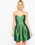 Asos Metallic Bandeau Mini Dress - Green