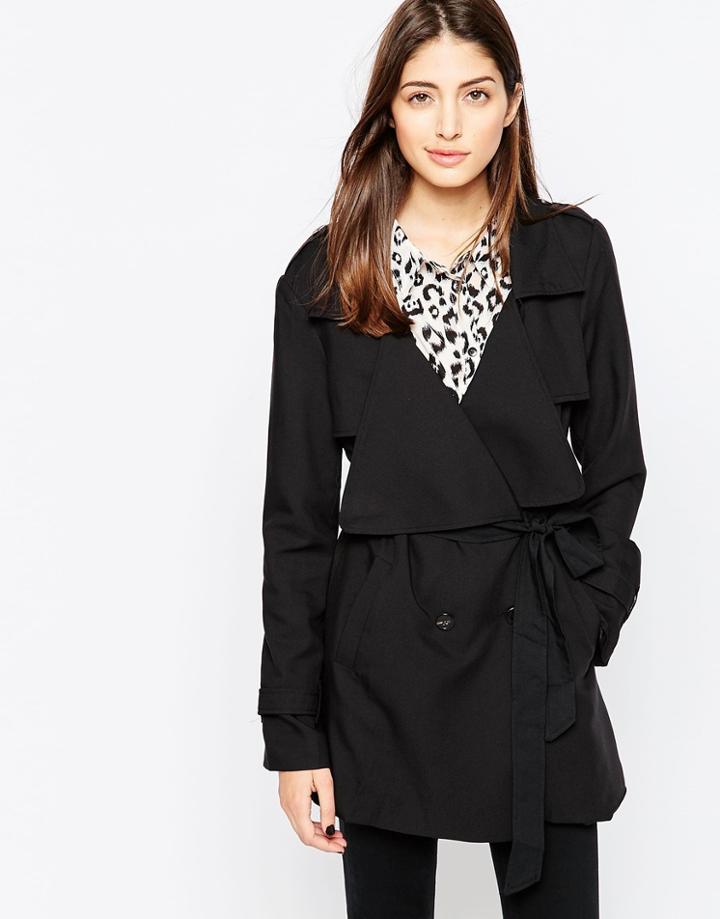 Brave Soul Belted Trench - Black