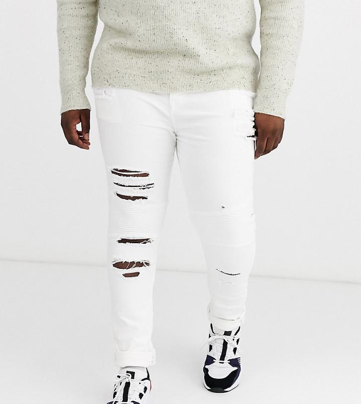 Asos Design Plus Super Skinny Biker Jeans In White