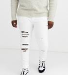 Asos Design Plus Super Skinny Biker Jeans In White